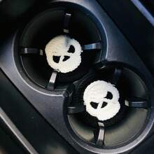 onEternal 2pcs Halloween Skeleton Handmade Crochet Cup Mats, Car Interior Decor