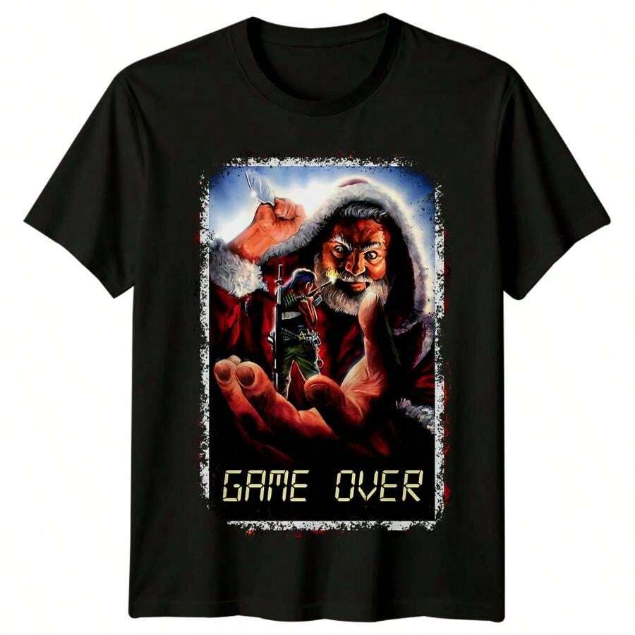 Dial Code Santa Claus 1990 Movie Poster Inspired T-Shirt Retro Tee Unisex - Black - View 1