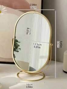 1 Piece Luxury Makeup Mirror Table Mirror, Rotatable, High-Quality Mirror Surface, Metal Frame, For Student Dorm, Beauty, Home, Bathroom Decoration, Fall Decoration, Vanity Organizer, Bathroom Accessories, Back To School - Multicolor - View 2