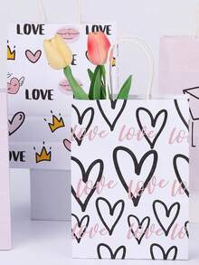 Qixi Valentine's Day Gift Packaging Bag, High-End Kraft Paper Gift Bag, Clothing Store Handbag, Heart-Shaped Paper Bag - White - View 2