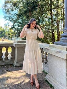 RIVERA. PLAIN MIDI DRESS WOMEN'S FASHION SUMMER DIARY - 米色 - 查看 7