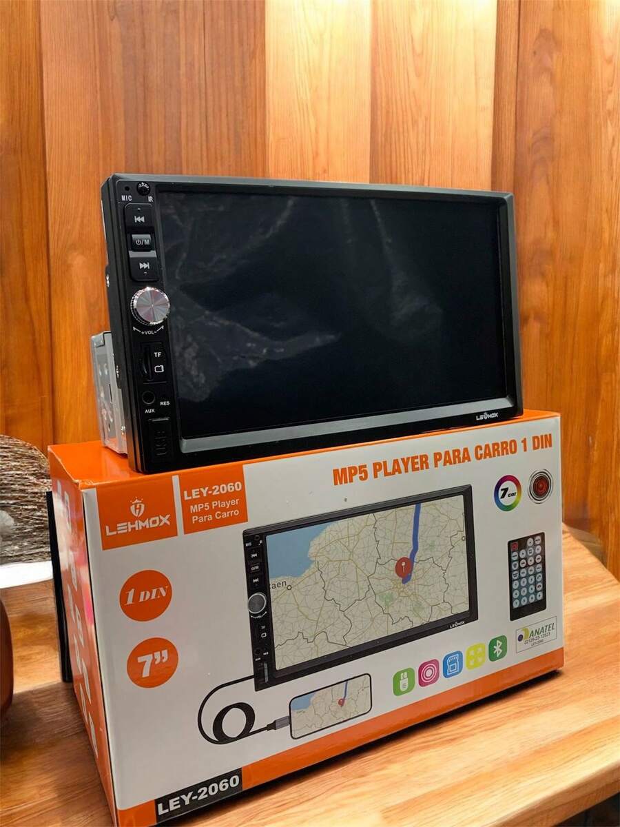 Central Multimídia som de carro 7' P Android auto 1 DIN - LEHMOX - Preto - Visão 1