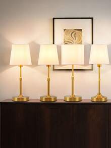 1pc Adjustable Height Fabric Lamp, USB Rechargeable Long-Lasting Battery, LED Touch Control Dimmable Desk Lamp, Portable For Indoor/Outdoor Use, Stylish Design For Bedroom, Living Room, Dining Room, Camping, Holiday Gift - Height-adjustable Fabric Table Lamp - View 3