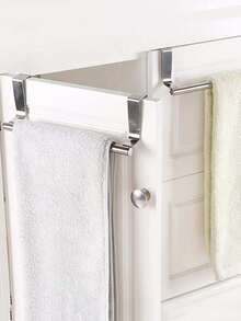 1 cái, Giá treo khăn gia dụng không đục lỗ treo tường cửa tủ phía sau cửa Giá để đồ Giá treo khăn đơn không đóng đinh Thanh treo giẻ, Tổ chức và lưu trữ nhà bếp, Phụ kiện nhà bếp - Bạc - Xem 2