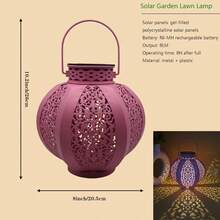 1pc Vintage Metal Hollow Floral Pattern Lantern With Top Handle, Emitting Warm Glow, Suitable For Christmas, Halloween, Wedding Celebration, Outdoor Garden Decor - Multicolor - View 10