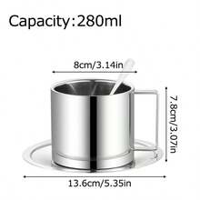 1set/2set咖啡杯碟套装复古不锈钢咖啡杯精致摆拍Vlog下午茶杯 - 銀色 - 查看 16
