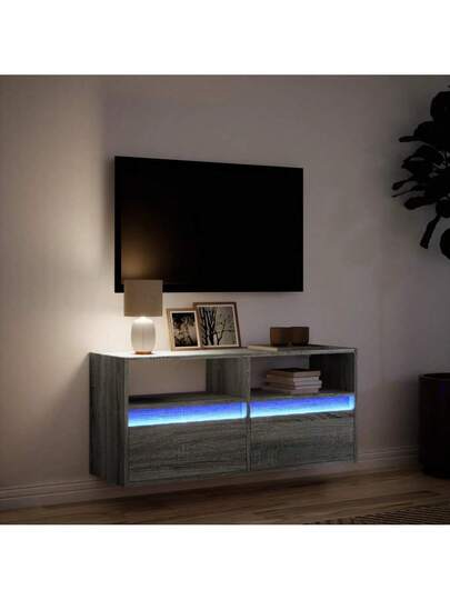 VidaXL TV Wand Unit LED Lighting 100x31x45 Cm Grijs Sonoma view 5