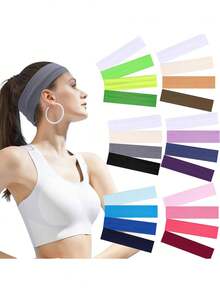 20 件/套女士运动头带，弹性吸汗发带，适合休闲日常穿着秋季女士围巾瑜伽发饰秋季女士头巾健身吸汗跑步发带冬季发带，适合度假装女士 - 20PCS多色 - 查看 2