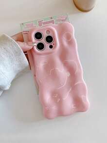 1pc Glossy Jelly Macaroon Squeeze Soft TPU Protective Phone Case With Cloud Wave Edge, Compatible With IPhone 17 Pro Max, 16, 16 Pro Max, 16 Pro, 16 Plus - Pink - View 4