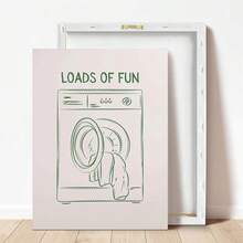1pc, Canvas Wall Art, Framed Wall Decoration, Fun Posters, Fun Laundry Prints, Laundry Room Decoration, Cute Quote Prints, Minimalist Wall Art, Self-Service Laundry Posters, Green Laundry Prints, Bathroom Decoration, Home