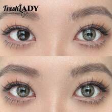 FRESH LADY Freshlady 1副装 14.2mm 灰色 1年/6个月抛型 柔软舒适 美瞳，女士适用，自然风格，放大双眼，带/不带度数可选 - 灰色 - 查看 6