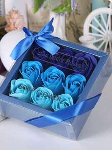 1 pieza Jabón de baño con forma de pétalo de rosa con aroma a rosa, jabón de baño con aceite esencial de rosa suave, caja de regalo para el Día de San Valentín, regalos de boda, regalos para despedida de soltera, flores secas