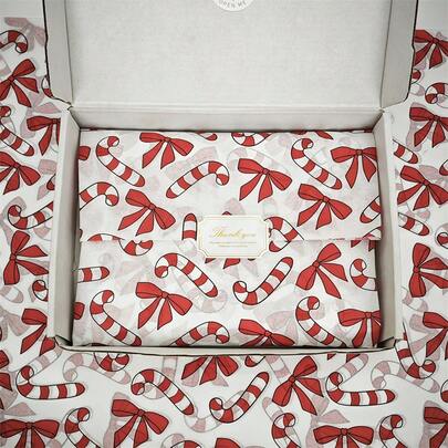 15/40 fogli di carta velina con motivi natalizi a caramelle, carta da regalo fatta a mano, design a caramelle e fiocchi, protezione per oggetti fragili, riempimento per scatole regalo, decorazione per feste e vacanze - Natale, festivo, imballaggio, decorazioni natalizie, decorazioni per vacanze, carta da regalo natalizia, pigiami natalizi, regali di Natale, decorazioni natalizie