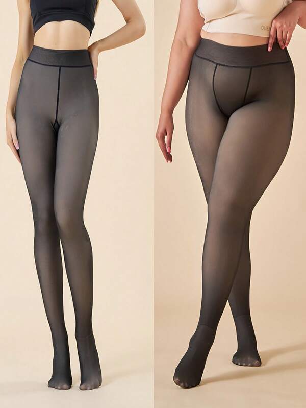 1 Paio di collant trasparenti modellanti per le gambe da donna, collant neri sexy snellenti, 80g leggeri per temperature da 10-25°C, leggings termici imbottiti da 200g/300g per temperature da 0-10°C, adatti per l'autunno/inverno