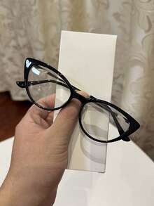 1pc Women's Casual Retro Cat Eye Red Small Frame Plain Glasses, Suitable For Daily Wear And Street Photography - 1pc Tea - View 8