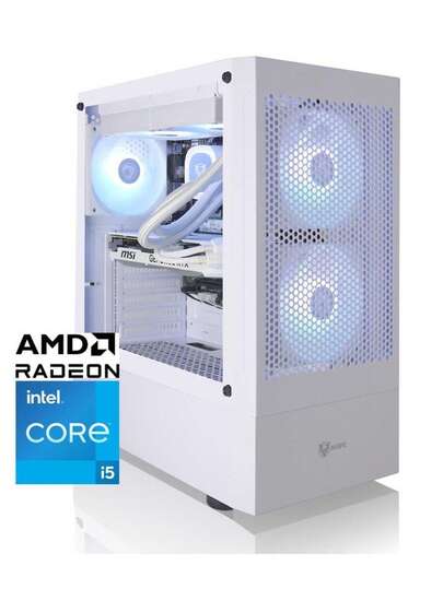 AVGPC Max Series Gaming PC -  Intel Core I5-12600KF Unlocked, AMD RX 9060 XT GPU, 32GB RAM, 1TB M.2 NVMe SSD, 240mm Liquid CPU Cooler, ARGB Fans, Wifi/AC, MAX ATX Case, Windows 11 White