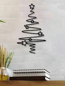 [Albero di Natale in metallo] Elegante albero di Natale in metallo nero da parete | Decorazione natalizia non elettrica per interni ed esterni, perfetta per soggiorno, cortile o giardino