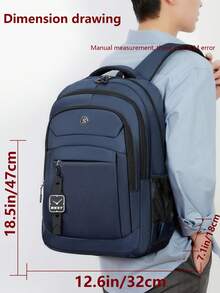 Men's Multi-Compartment Nylon Letter Print Backpack, Fits 15.6 Inch Laptop, Multi-Pocket Lightweight Bookbag, Large Capacity Travel Bag, Convenient Commuter Daypack, Multifunctional Backpack Suitable For Students, Middle/High School, Business Travel, Tourism, Daily Commute, Outdoor Sports, Holiday & Birthday Gift Laptop Bag