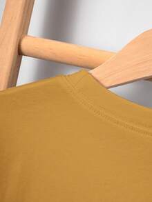 Tween Boy Kids Classic Simple Patch Pocket Short Sleeve T-Shirt, Suitable For Casual Daily And Holiday Wear - Ginger - View 5