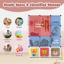 Lifezeal 12-Cube Kids Wardrobe Baby Dresser Bedroom Armoire Clothes Hanging Closet With Door - White - View 7