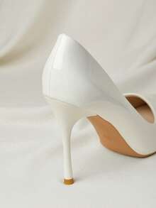 女士高级漆皮白色尖头套脚细高跟鞋，性感露趾礼服鞋，适合派对、夜店、婚礼等场合，10厘米高跟鞋，圣诞节冬季圣诞礼物