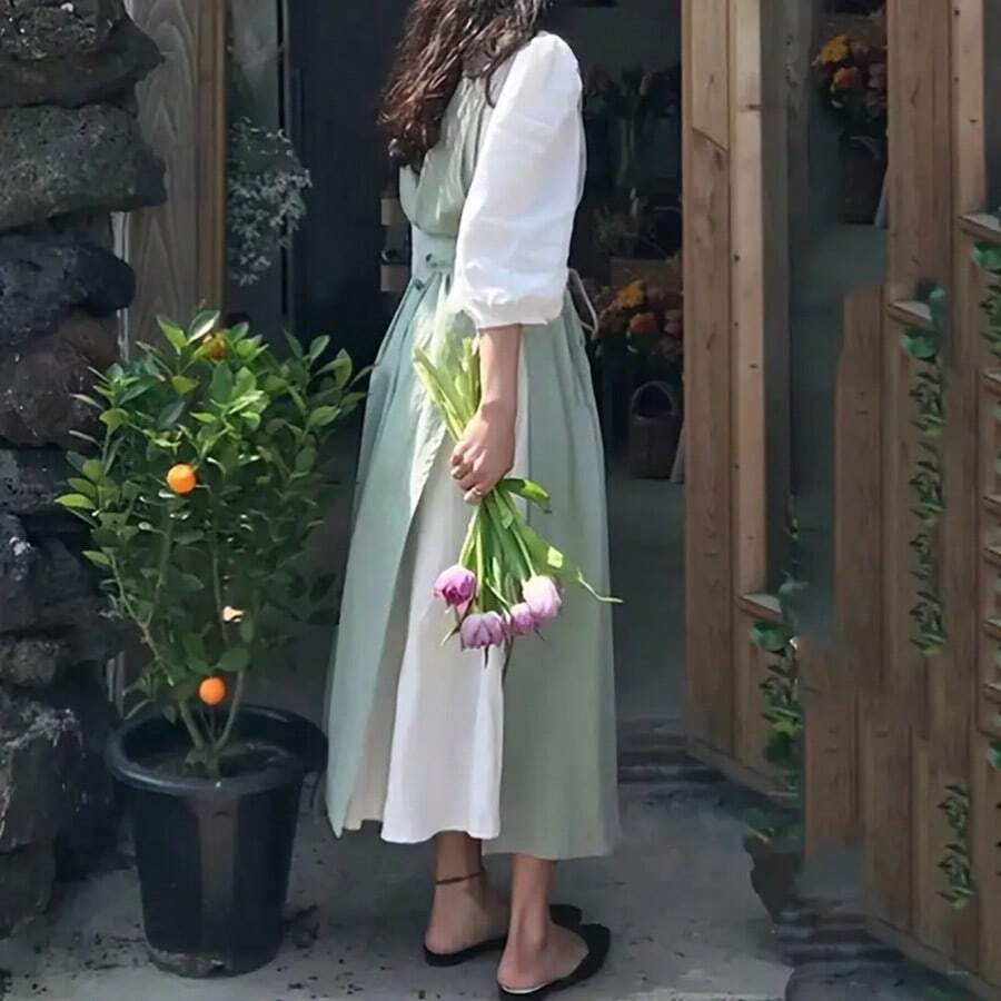 女士复古无系带围裙，透气面料，适合烹饪、烘焙、厨房使用 - 复古风格纯色围裙，烘焙必备，经典设计，穿着舒适，适合烘焙爱好者、家庭烹饪，永不过时，耐用材质，适合家庭厨师
