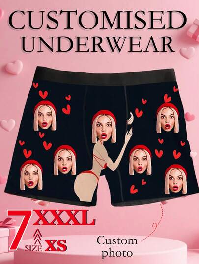 A One-Piece Personalized Custom Item, A Facial Custom Anniversary Couple Gift, Personalized Underwear, Personalized Men's Underwear, An Interesting Gift For Your Boyfriend And Husband, Customized Underwear