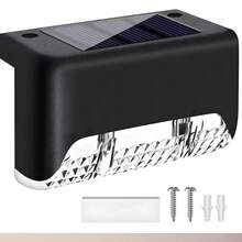 4pcs Outdoor Solar Deck Step Light, IP65 Waterproof Solar Deck Light, Solar Fence Light, Solar Step Lights Led Solar Powered Lights, Used For Outdoor Stairs, Fences, Gardens, Balconies, Yards, Terraces, And Channel Decoration - Warm White LED Light, Thanksgiving Gift