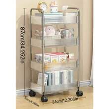 1pc Transparent Snack Storage Organizer Rack, Multi-Tier Mobile Floor Standing Cart, Suitable For Kitchen, Beauty Salon