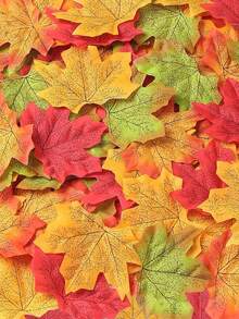 40/100/200Pcs Artificial Maple Leaves 4 Colors Fall Leaves Halloween Thanksgiving Day Autumn Leaf Decorations Wedding Parties Props Party Table Crafts Decor Home Decor Room Decor Halloween Decor - Multicolor - View 4