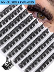 10 Trays/120 Clusters DIY Segmented False Eyelashes, Thick & Curly, Beginner-Friendly, Single Lash DIY, Create Natural Makeup Look At Home, Fluffy & Dense, Enlarge Eyes, Charming Eye Makeup, Portable Eyelash Tray, Suitable For Travel, Match Different Eye Makeups, Mixed Styles, Lengthening Options Available, 8/10/12/14/16mm, Easy To Use At Home - Black - View 1