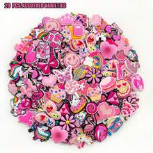10-20-30-50-100 PCS Mixed Pink Series, Random DIY Shoe Decor Kit - DIY Shoe Decor Kit - Cute Flowers, Heart Shapes, Bows, Diamonds, Bags, Shoes, Lip Prints, Butterflies, Ice Cream, Cherries, Shells, Musical Notes Shoe Accessories. Whether Used To Embellish Shoes, Bags, Bracelets Or As Party Gifts, Festival Decorations Or Birthday Presents, It Can Showcase Your Personal Charm.