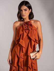 Simple Elegant Sexy Party Knot Pleated Butterfly Knot Formal & Evening - Terracotta - View 2