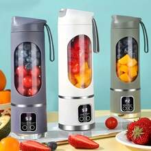 450ml USB Rechargeable Portable Blender And Juicer - Easy To Clean, For Making Fruit & Vegetable Juice And Smoothies - Digital Display, Stainless Steel Blades - Great For Home, Office, Outdoor Travel, Comes With Mini Ice Maker