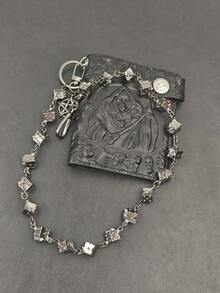 Retro Dice Skull Pants Chain Man Ma'am One's Waist Black Gun Plated Metal Luxurious Ghost Head Three Pieces Accessories Y2k Key Chain