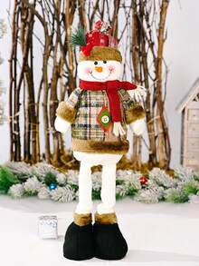 3pcs/1pc 19.69inch Christmas Retractable Legs Santa Claus Snowman Home Decoration, Suitable For Festive Party Scene Decoration Window Display, Desktop Center Decoration Living Room Kitchen Bedroom Ornaments, Christmas Souvenirs