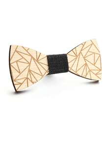 1pc Wooden Geometric Pattern Bowknot For Men, Suitable For Holidays, Parties And Events