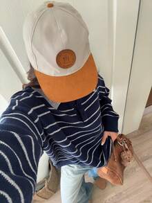 Retro College Style Striped Collar Button-Up Soft & Cozy Sweater - Royal Blue - View 7