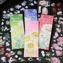 20sheets Flowers Stickers Book PET Material Hand Account Stickers Embelishment Transparent Stickers Junk Journal Craft Stickers Holiday Decorations Christmas Halloween Valentine's Day - Multicolor - View 6