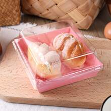 48pcs Pink Oil-Proof Paper Cake Slice Boxes With Clear Lids - 4.72inch Food-Dessert Containers For Bakery, Macarons, Cookies, Charcuterie, Treat Boxes Dessert Boxes For Class Birthday Wedding Party Mother's Day Gift, Gift Box - Pink - View 4