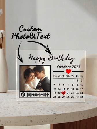 1pc Custom Music Plaque, Personalized Acrylic Plaque, Custom Couple Song Gift, Custom Special Date Plaque Gifts Birthday Graduation, Multi-Functional, Ornamental, Reusable, Exquisite, Stylish, Colorful, Modern, Custom, Personalized, Unique, Ideal Gifts For Him, For Anniversaries, For Valentine's Day, For Mother's Day, For Birthdays, For Father's Day, For Graduation, For Weddings, For Housewarming, Slow Summer Living