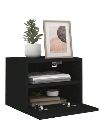 VidaXL TV Wand Unit 40x30x30 Cm, Finished Wood, Zwart view 5