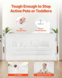 Retractable Baby Gate, Extends To 56.3 Inch Wide, 31.3 Inch Tall, With Security Lock, Easy To Use, Walk Through Without Tripping, Mesh Dog Gate For Stairs, Hallways, Indoor/Outdoor, White - Trắng 55 inch 33 inch - Xem 2