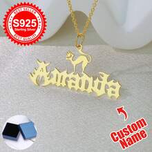 1pc S925 Sterling Silver Custom Gothic Name Necklace With Halloween Motifs - Personalized Jewelry For Friends, Goth Enthusiasts & Self - Perfect For Halloween Parties, Daily Edgy Looks & Festive Gifting Occasions