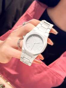 TOMI Classic Men's Student Business Matte Oil Plastic Bead Quartz Watch Set, Fashionable Men's Watch Suit Suitable For Daily Life And Holiday Gifts - White - View 10