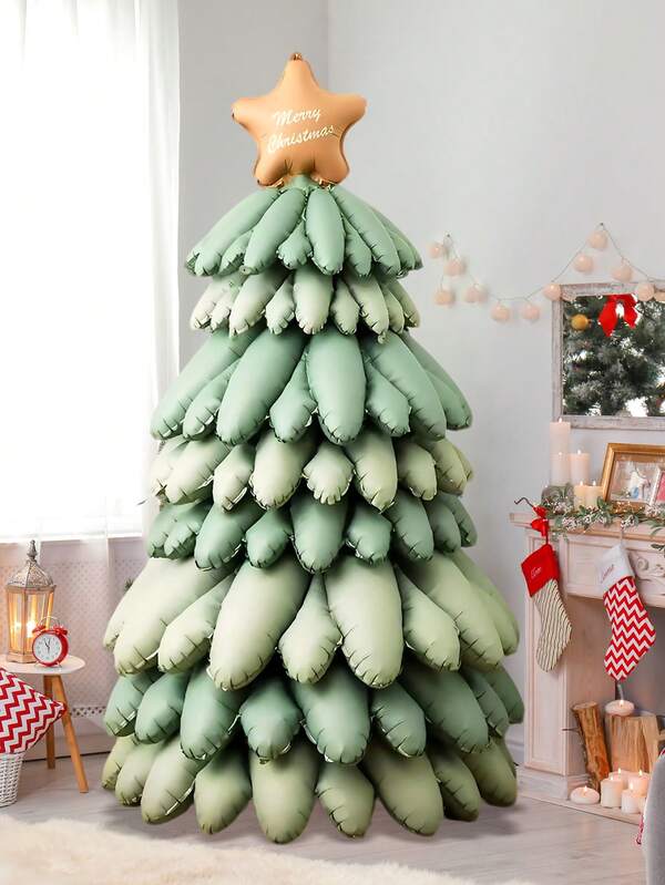 1pc Large Christmas Tree Balloon Decoration, Christmas Decor, Green & Pink Assembled 3D Christmas Tree Foil Balloon, Suitable For Christmas Party Decoration, Holiday Party, Winter Birthday Decoration, Merry Christmas, Garden Decor, Birthday Party, Christmas New Year Home Party Supplies