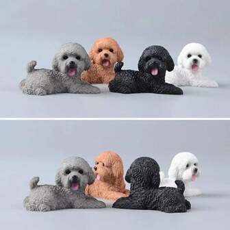 Simulation Poodle Dog Animal Resin Action Figures Home Desktop Decoration Birthday Christmas Gift