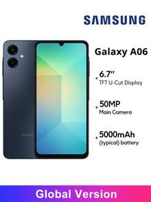 三星 Galaxy A06 4G 智能手机全球版 6.7 英寸大尺寸 HD+ 显示屏 50MP 三摄像头 5000mAh 长效电池 侧面指纹解锁 USB Type-C *无充电器