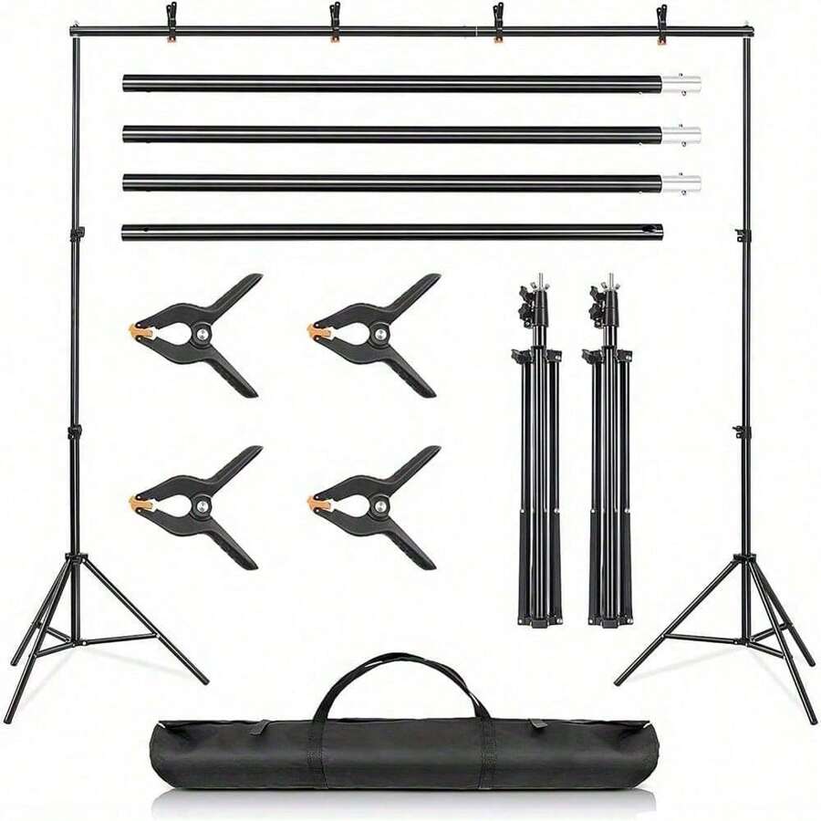 Shoze Backdrop Stand Kit 3 * 3m(9.8 * 9.8ft) Adjustable Photo Backdrop Stand Photo Video Studio Background Support System With Carrying Bag And 4 Clamps - 變體1 - 查看 1