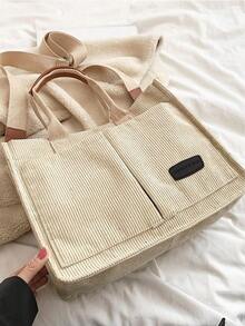 [US-Based Shipping]Kaqi Stylish Large Capacity Solid Color Corduroy Tote Bag For Women,Letter Patch Multi-Pocket Shoulder Bag For Commuting & Going Out, Lightweight Durable Removable Shoulder Strap Outdoor Travel Crossbody Bags, Casual Versatile Square Shopping Handbag,Simple Versatile,Hobo Tote Bag For Women, Casual Large Capacity Purse Bucket Bag, Shoulder Satchel Daypack For Outdoor Travel And Work Commuting, Vintage Satchel Shopping Bags Computer Handbag,Purses And Bags Women Bags For Women Black Purse Beach Bag Halloween Tote Bags For Women Bolsos Para Mujer Crossbody Bags For Women Handbags For Women White Purse Totes Bags For Women Brown Purse Clear Bag School Bag Bride Purses For Women Wedding Clear Purse Work Bag Lunch Bag For Women Carteras Para Mujer - 卡其色 - 查看 3